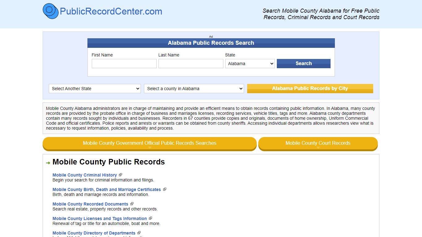 Mobile County Alabama Free Public Records - Court Records ...